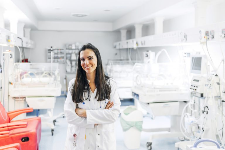 Clinician in dermatology clinic